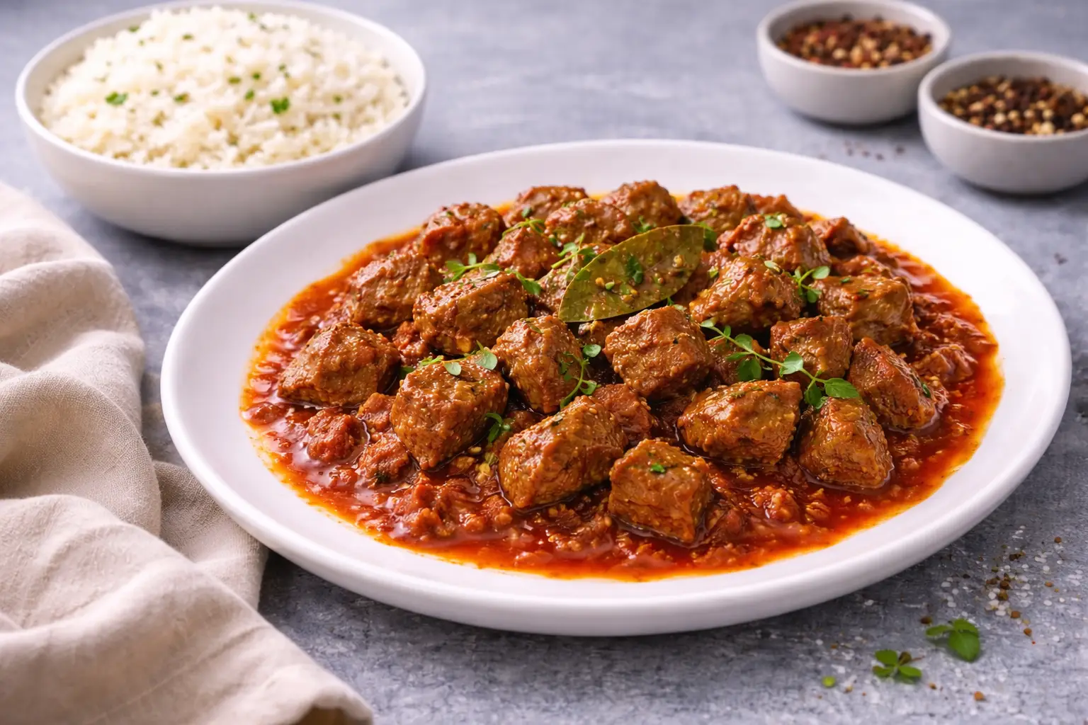 Lamb Liver with Tomato Sauce and Rice