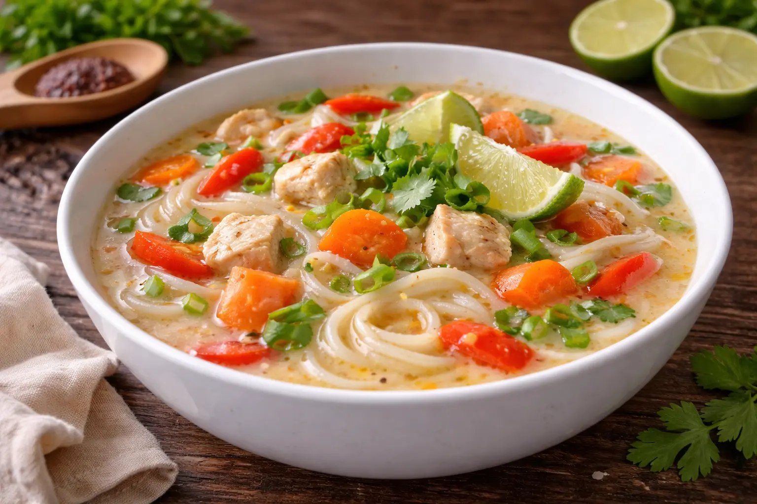 Healthy Thai Coconut Chicken Soup: Light & Satisfying