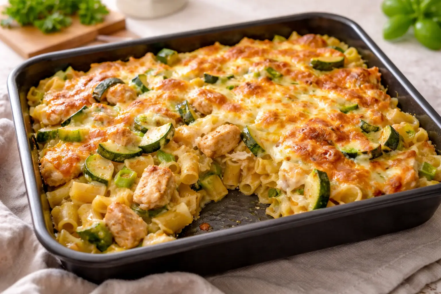 Courgette and Chicken Pasta Bake: Easy Family Dinner