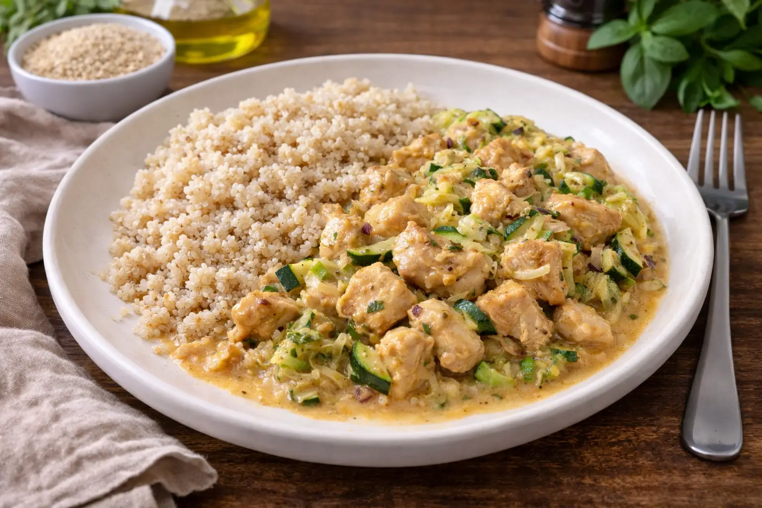 Fit Recipe: Dijon Chicken with Zucchini & Quinoa