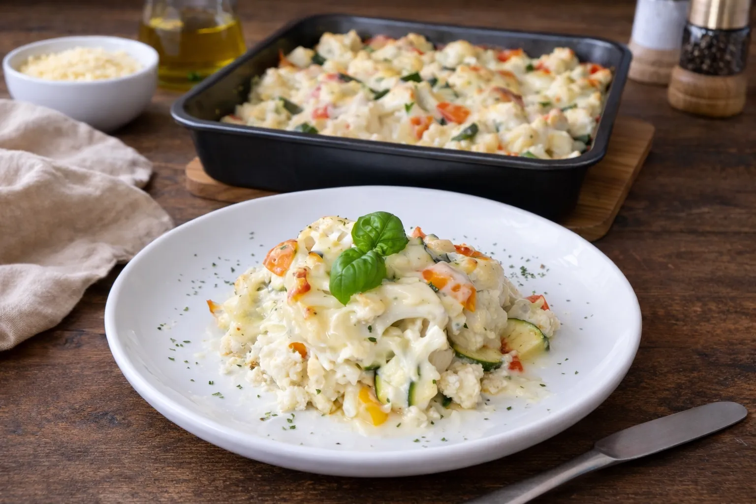 Simple Cauliflower and Courgette Bake for Healthy Dinner