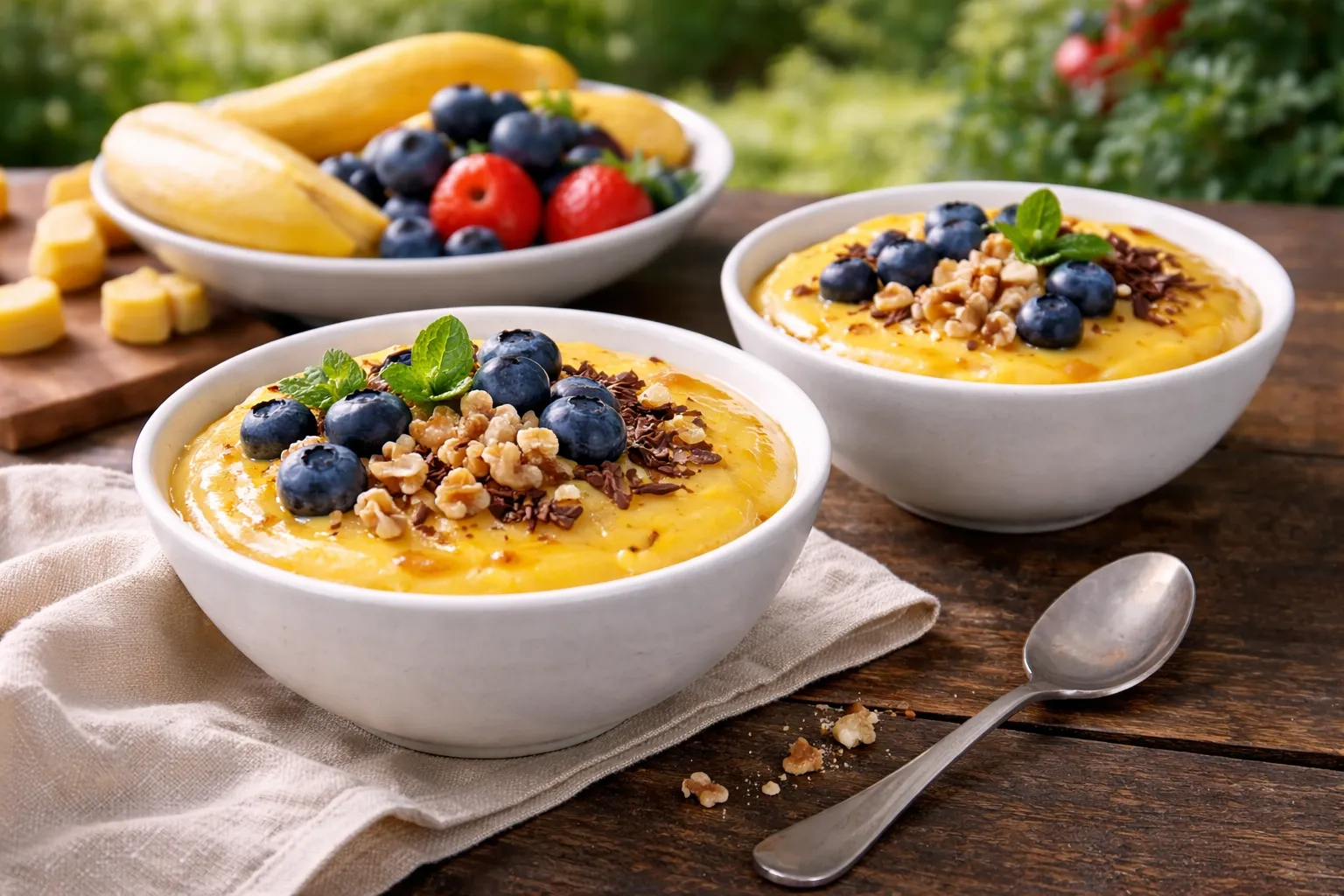 Refreshing Tropical Dessert: Banana, Mango & Chicory Syrup Drizzle