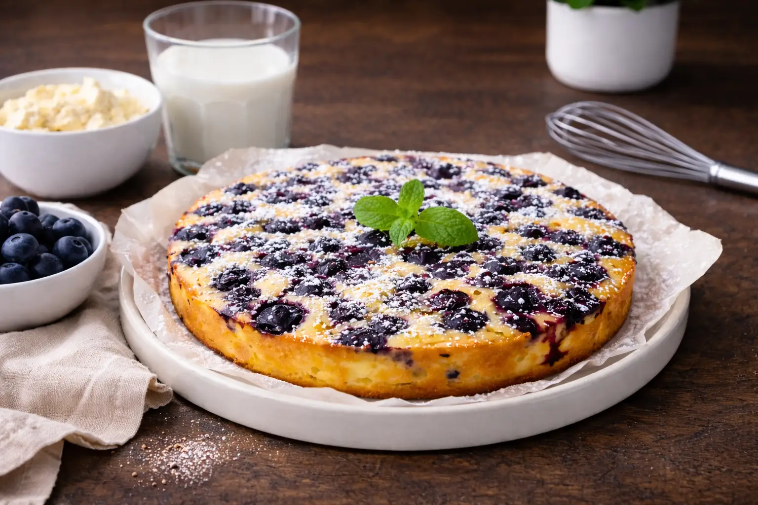 Low-sugar Blueberry Cake with Protein Powder