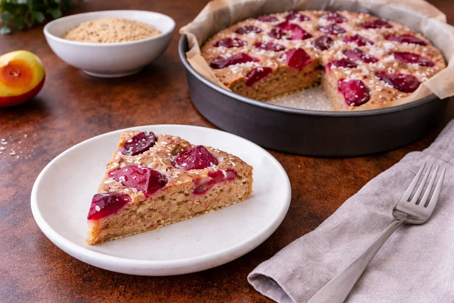 Autumn Plum Fit Cake with Cinnamon