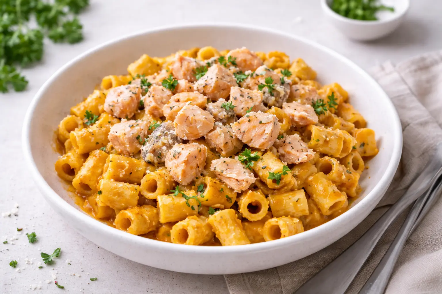 Fit Pasta with Roasted Butternut Squash Sauce and Salmon