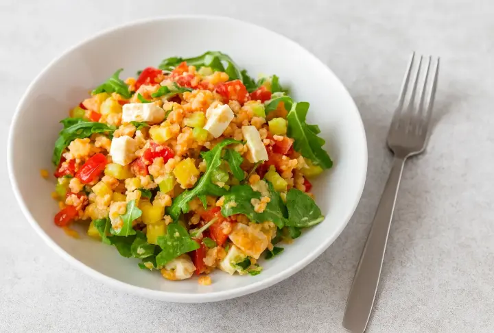 Refreshing Protein-packed Red Lentil & Feta Salad