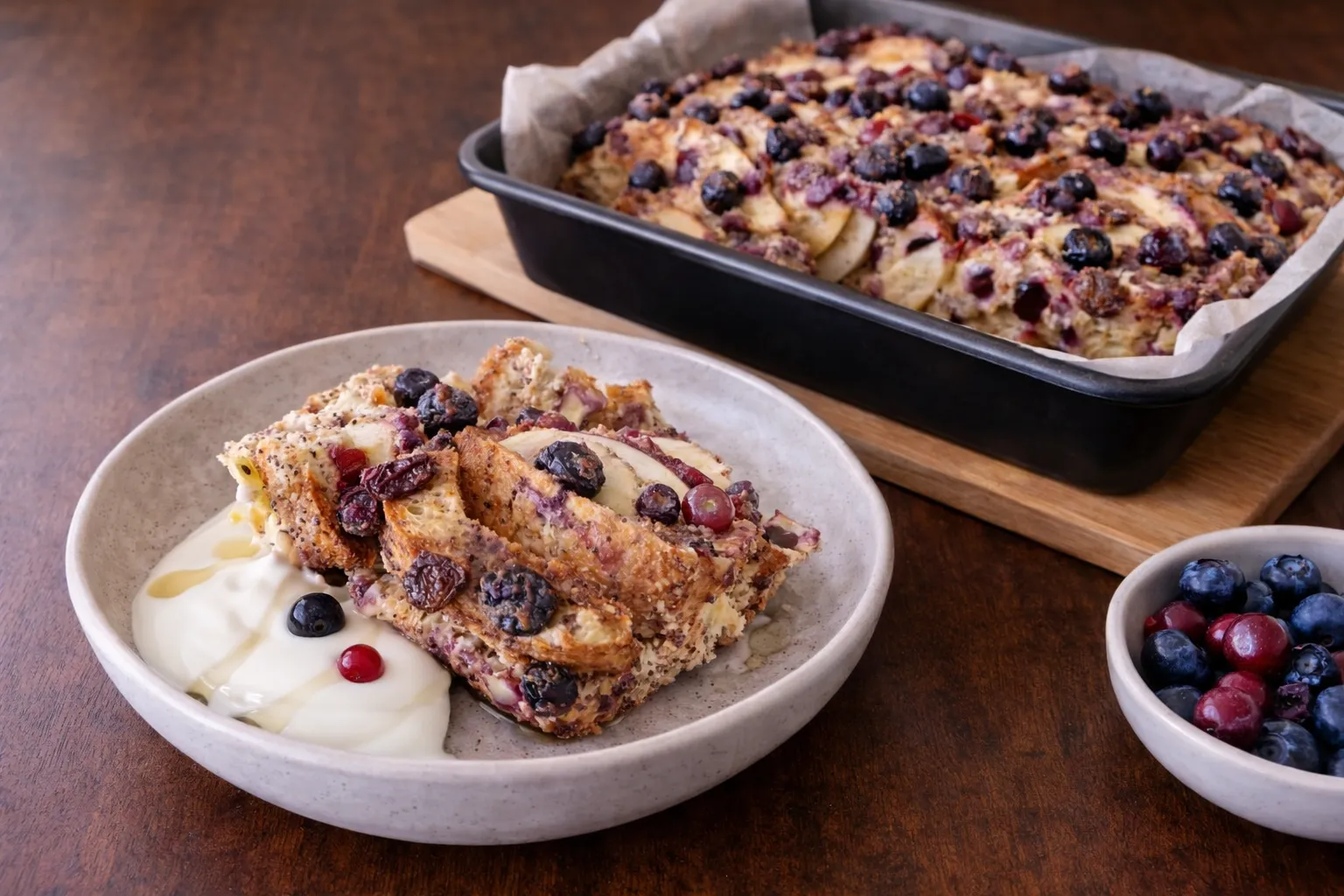Fruity Bread and Butter Pudding for Breakfast