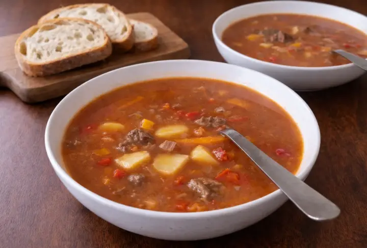 Comforting Beef Stew-style Soup Full of Flavour and Protein
