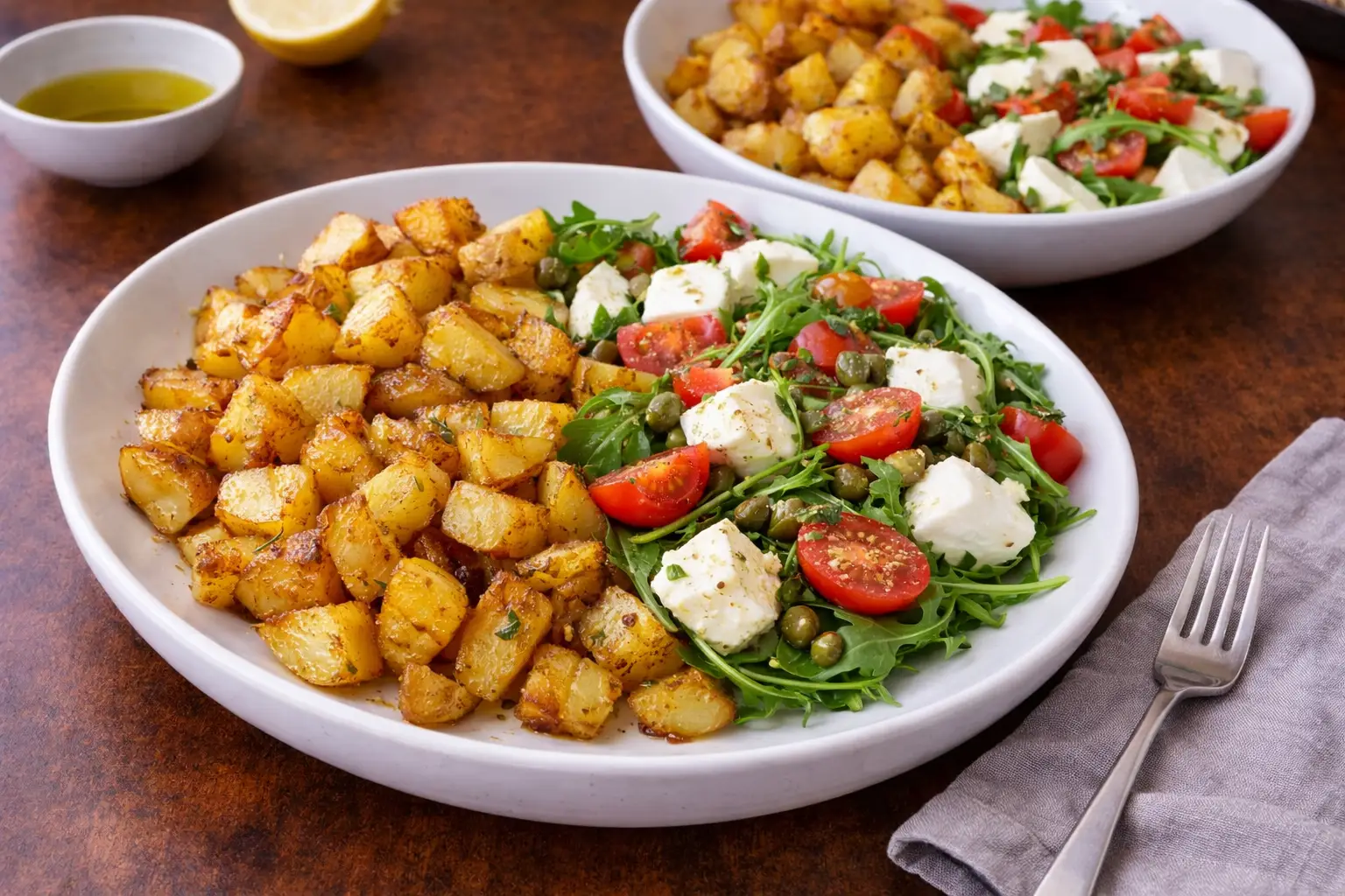 Fit Lunch: Crispy Potatoes with Fresh Mozzarella Salad