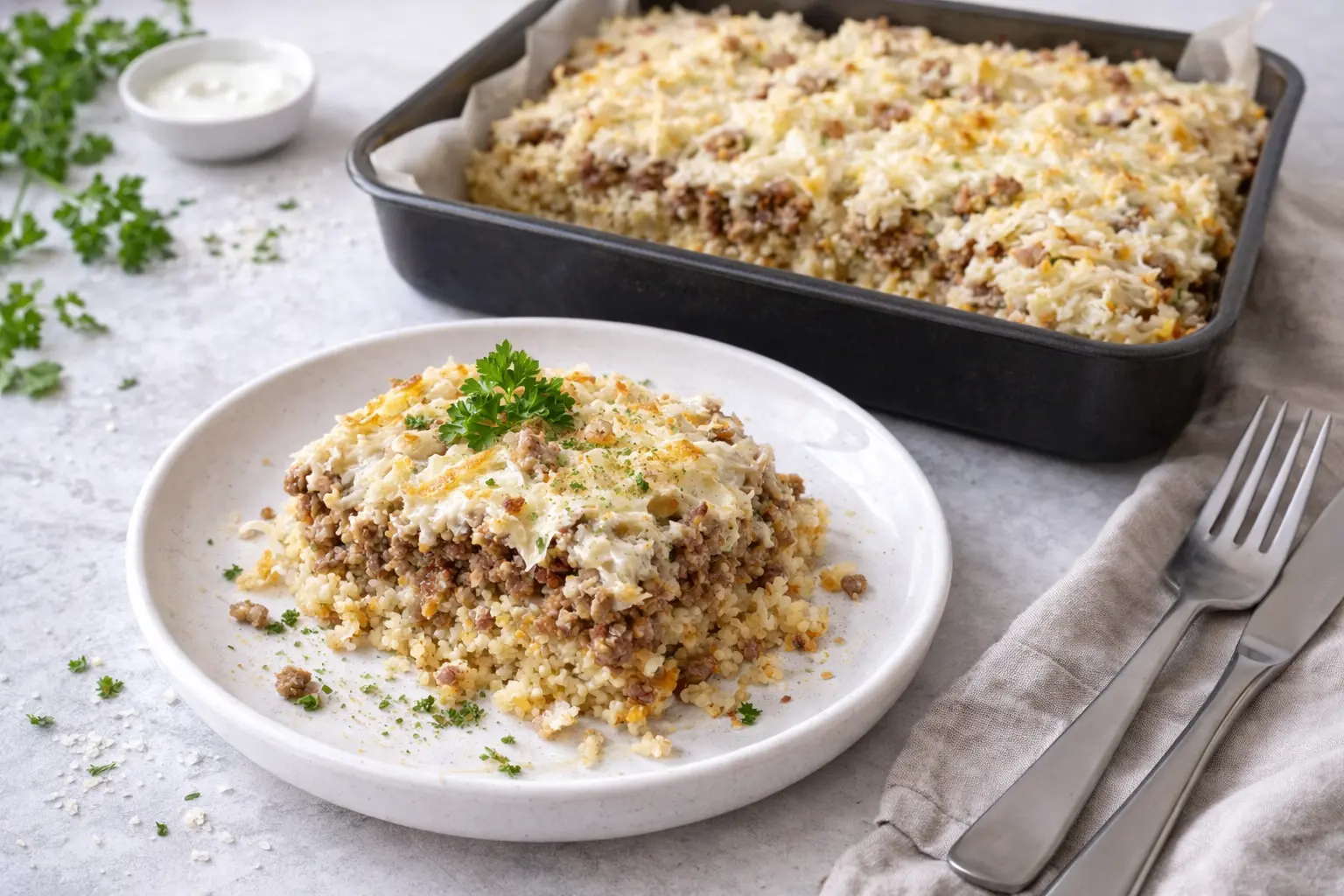 Low-fat Sauerkraut and Beef Bulgur Casserole