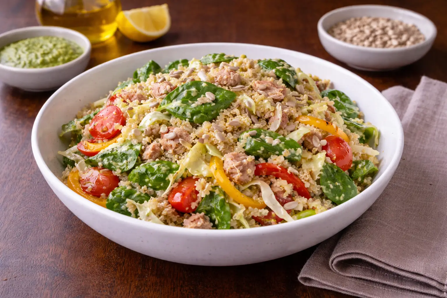 Quick & Fresh Tuna Salad with Quinoa and Crunchy Veggies
