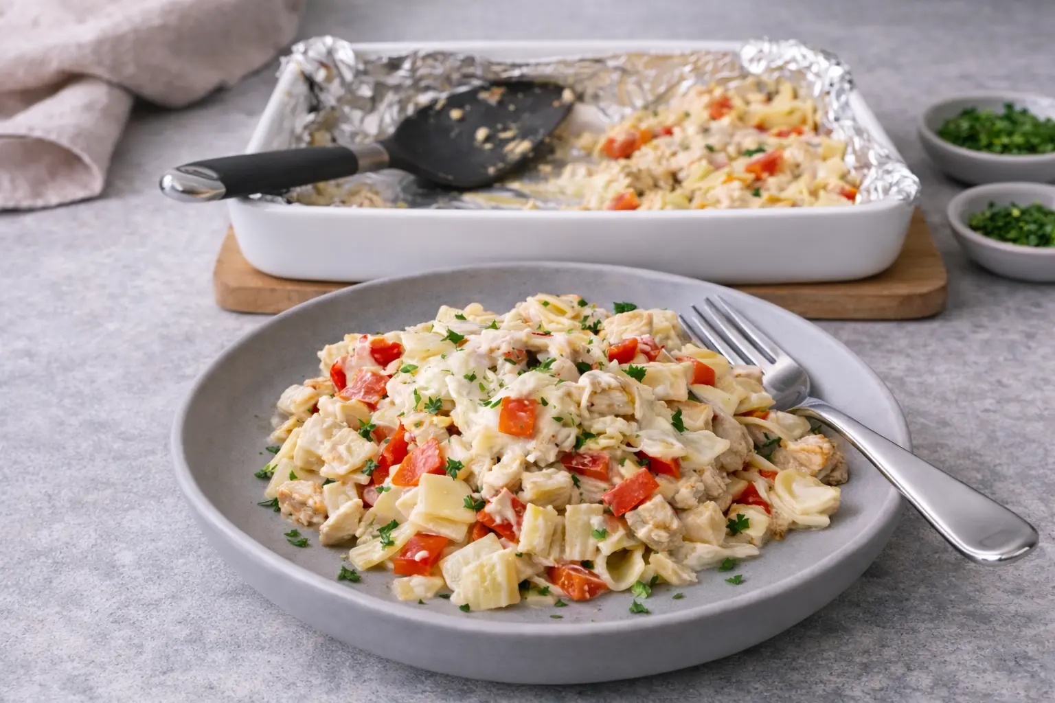 Creamy Coconut Chicken Pasta Bake: Easy & High-protein