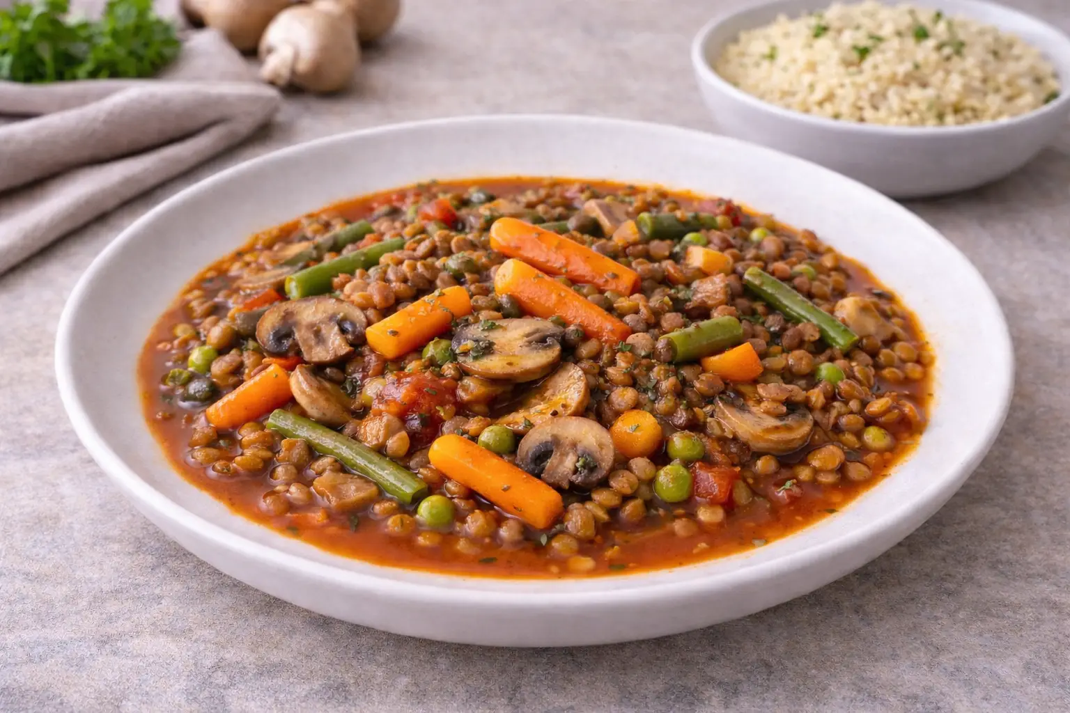 Hearty Mushroom and Lentil Ragout with Bulgur