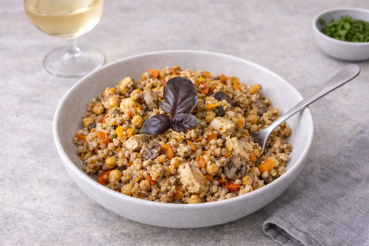 Nourishing Buckwheat Risotto-style Chicken Bowl