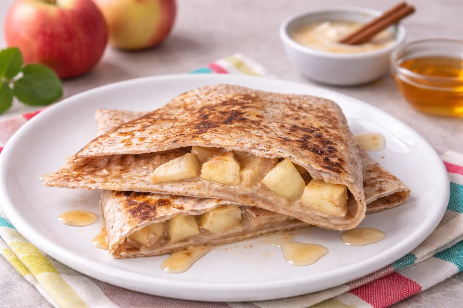 Apple and Cinnamon Quesadilla: Light Dessert without Guilt