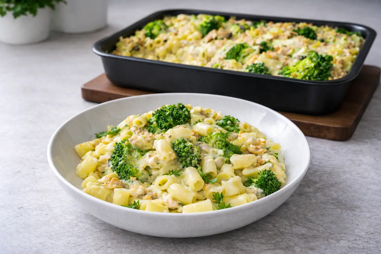 Easy Fitness Pasta Bake with Salmon and Broccoli