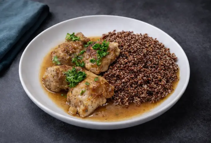 Honey Garlic Chicken Thighs with Red Quinoa