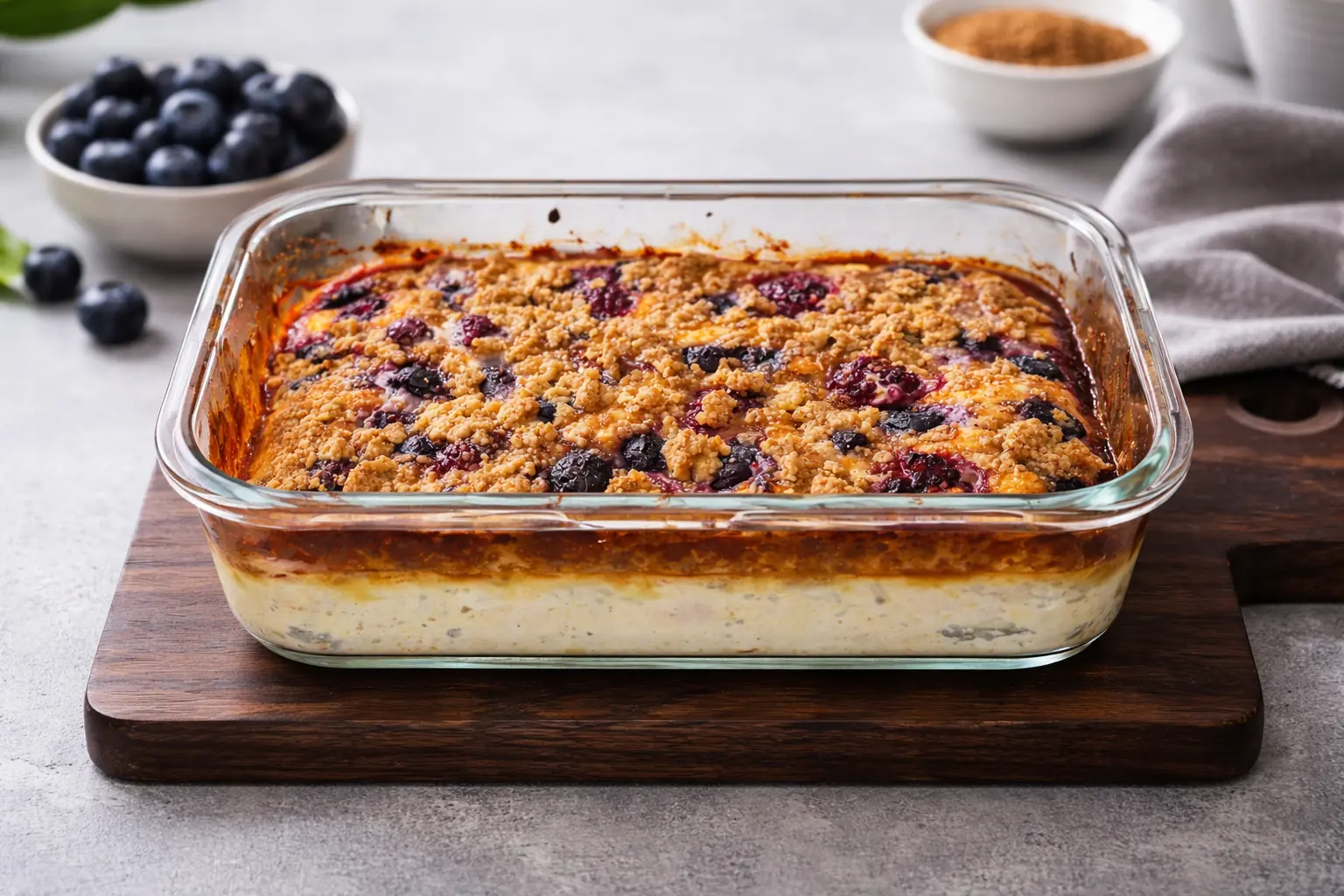 High-protein Baked Curd Cheese with Berries