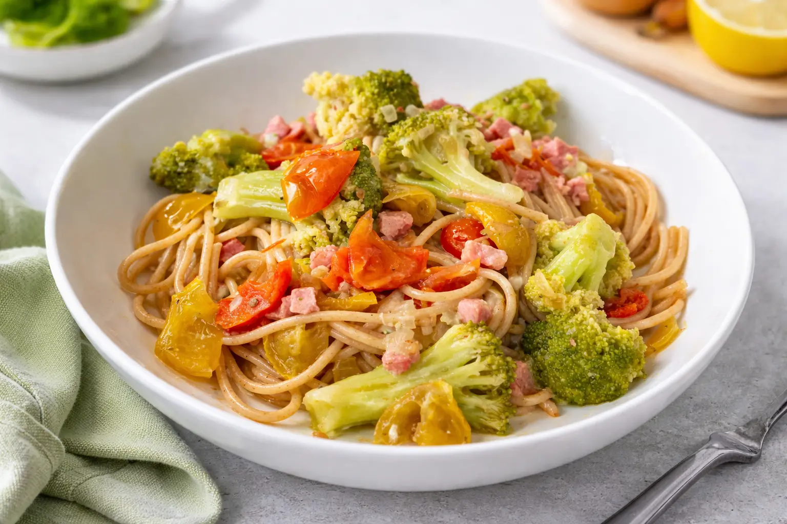 Wholegrain Spaghetti with Broccoli & Pancetta