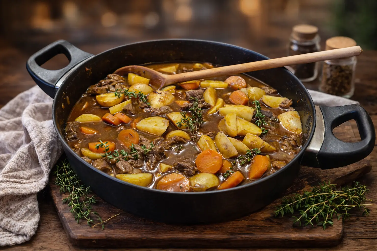 Slow-cooked Beef Stew with Potatoes & Carrots