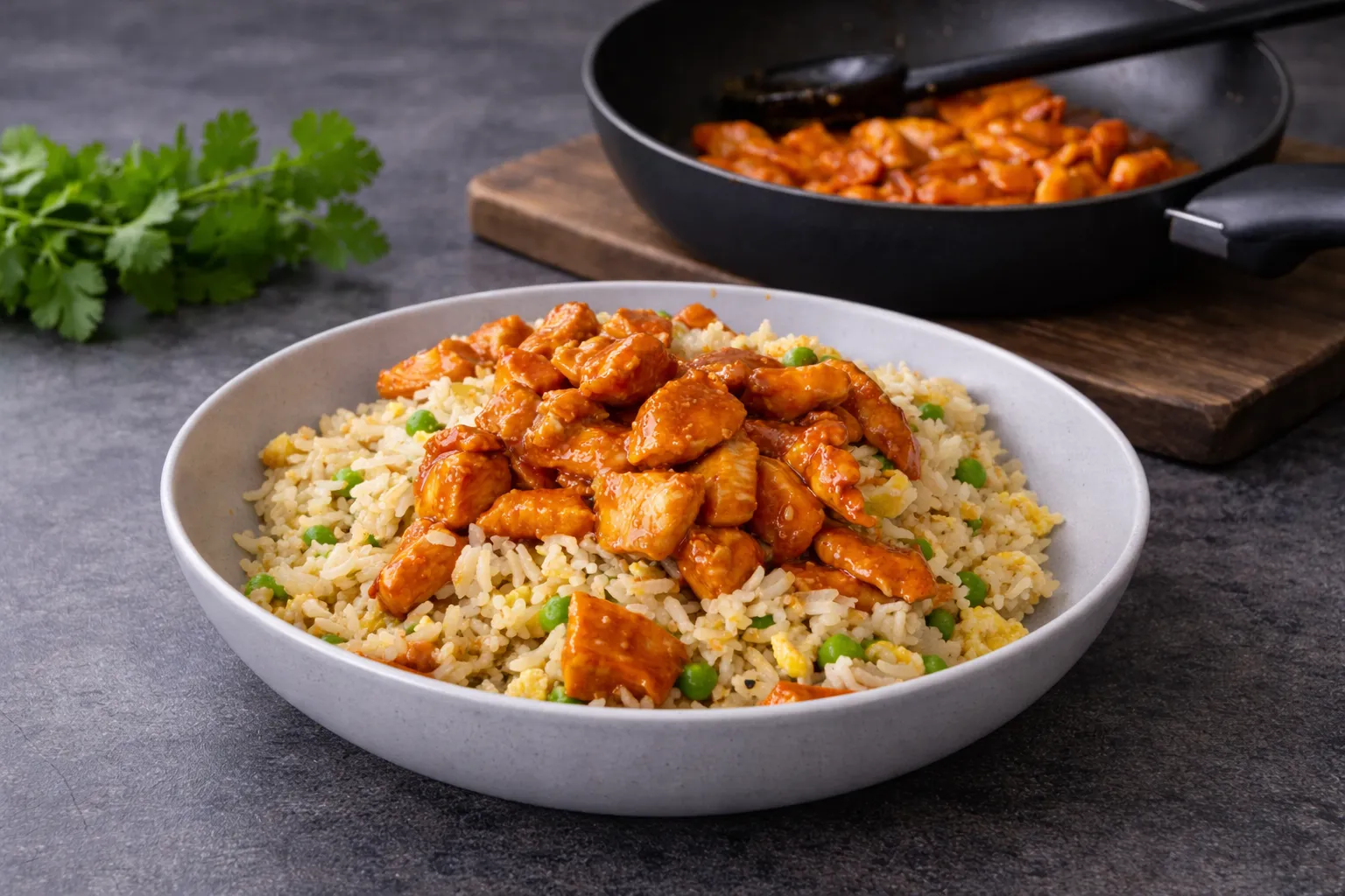 High-protein Chicken Fried Rice with Sweet Chilli Sauce