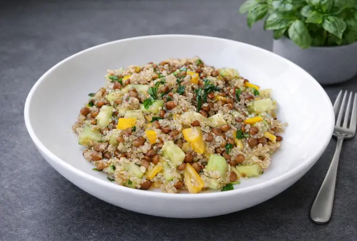 Quinoa and Brown Lentil Salad for Meal Prep