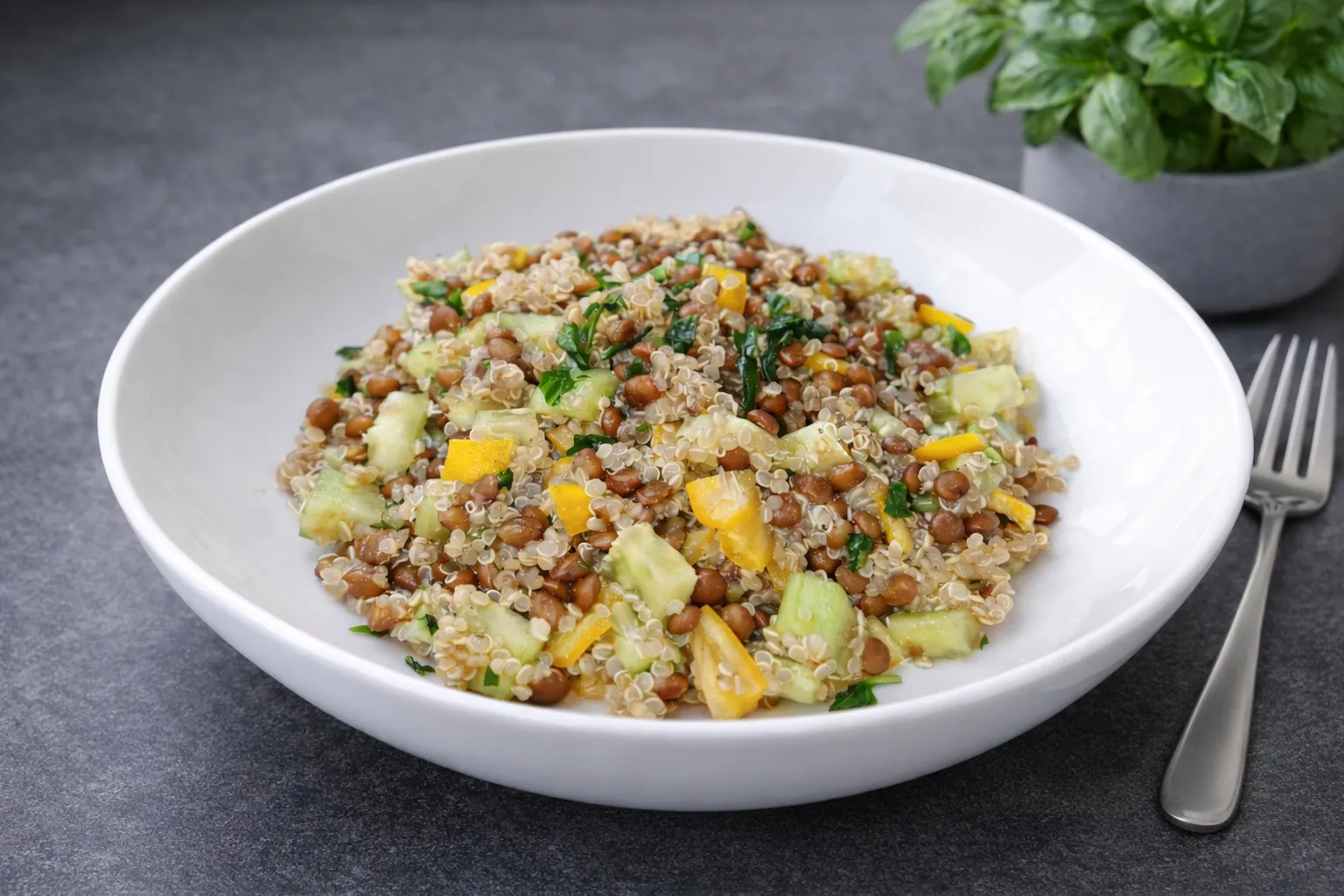 Quinoa and Brown Lentil Salad for Meal Prep