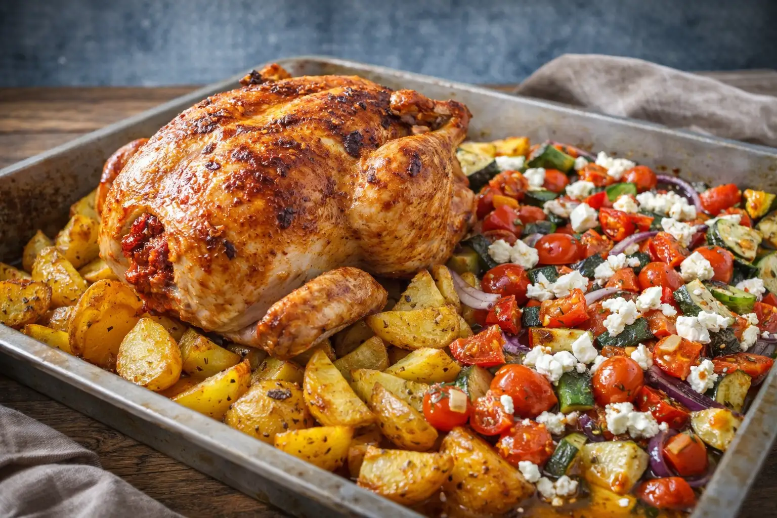 Nduja Roast Chicken with Baby Potatoes