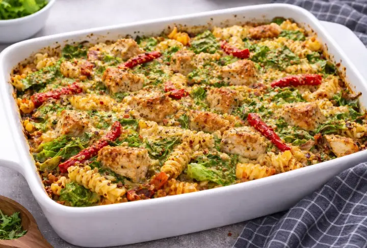 Creamy Chicken Pasta Bake with Peppers