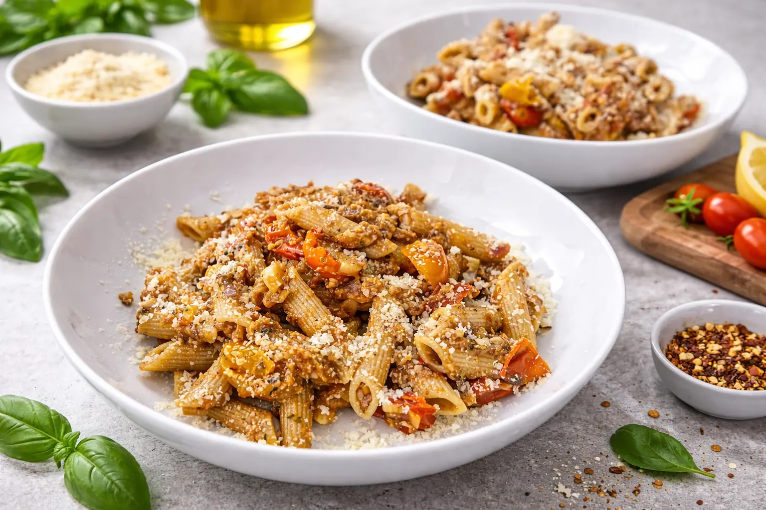 High-protein Sardine Pasta with Cherry Tomatoes