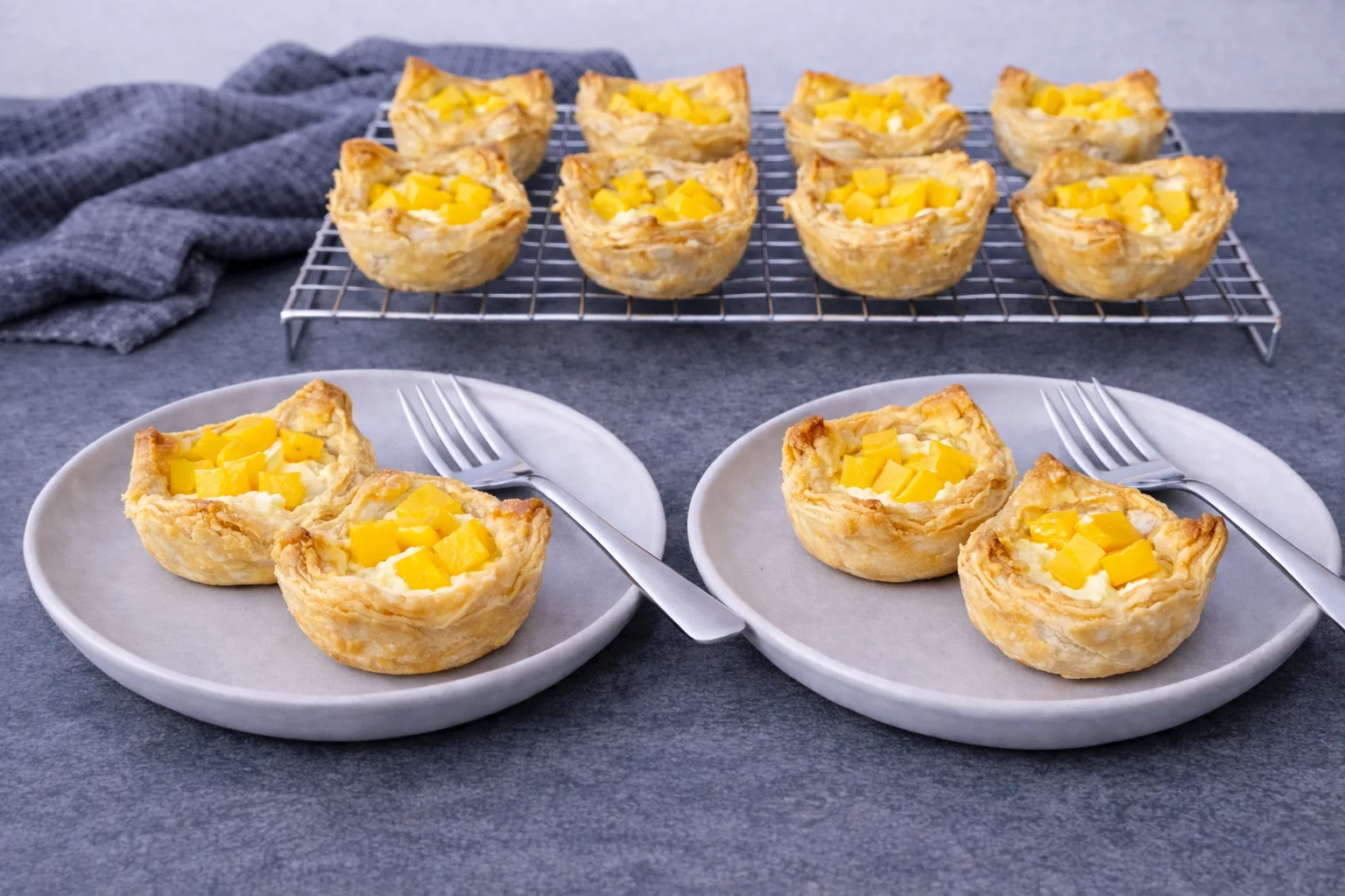 Mango Cottage Cheese Puff Pastry Cups