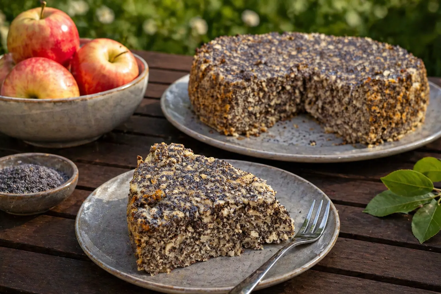 Poppy Seed Cottage Cheese Cake with Apples