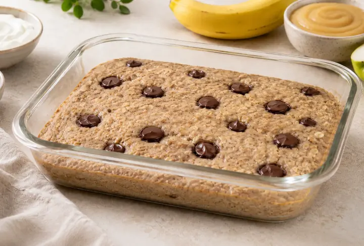 Chocolate Chip Baked Oats for Meal Prep
