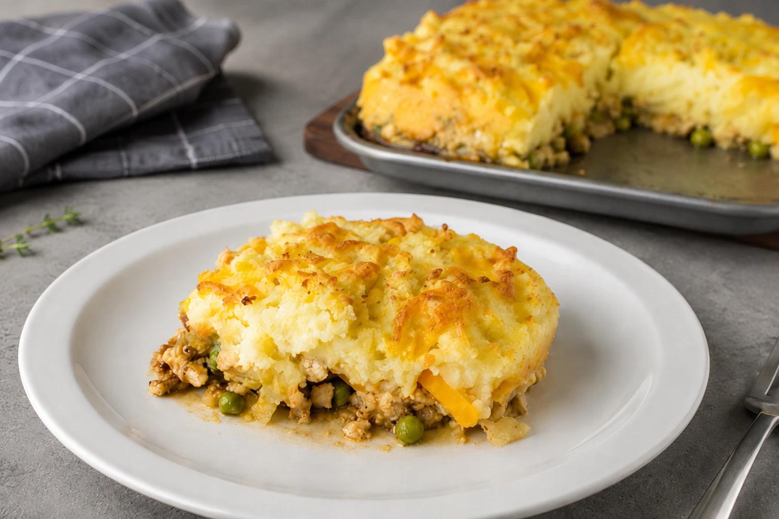 Turkey Cottage Pie with Peas and Carrots