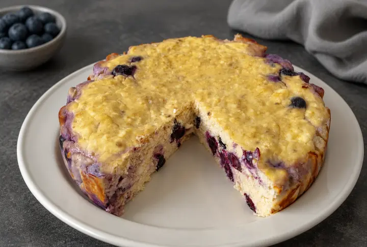 High-protein Banana and Blueberry Curd Cheese Bake