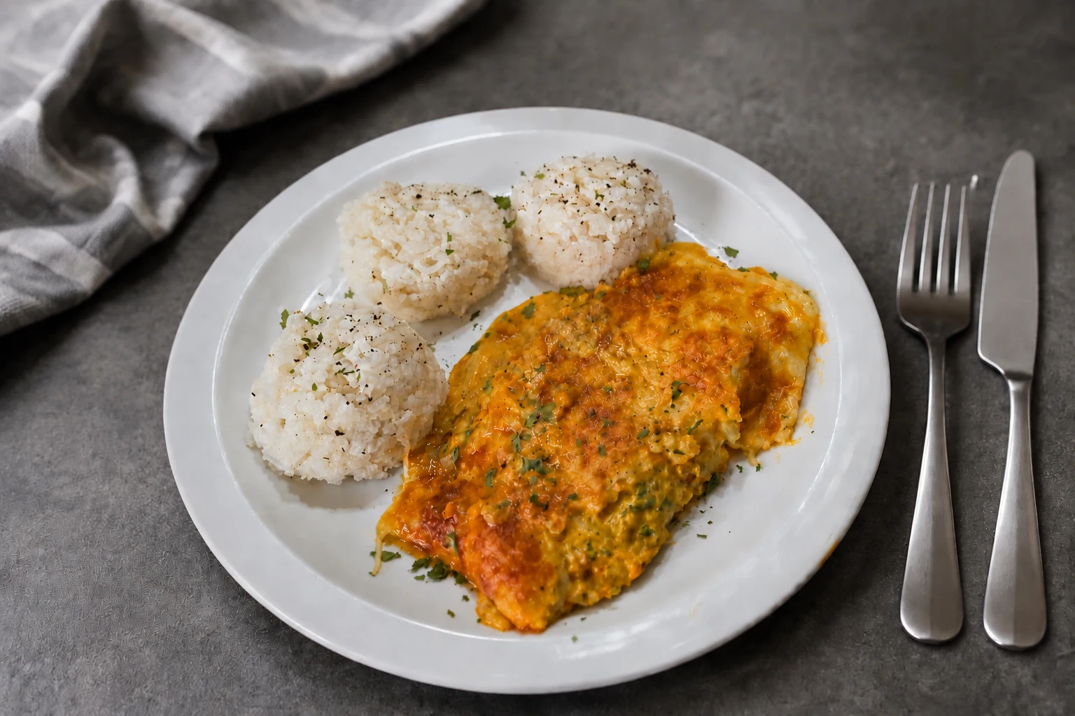 Cheesy Baked Chicken with Courgette and Rice