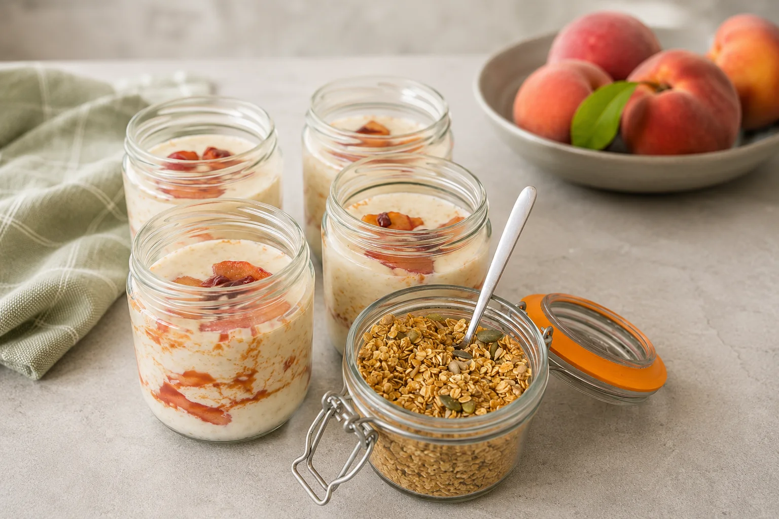 Peaches and Cream Protein Overnight Oats